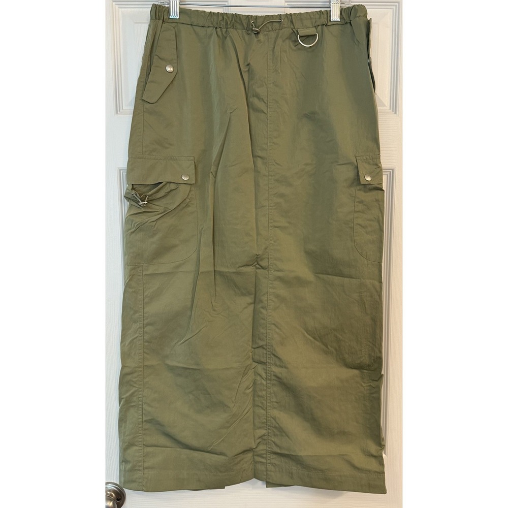 Anthropologie Blanknyc Utility Skirt Army Green Sz 30 Maxi Cargo Military Flaw